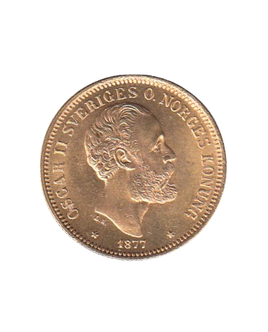 Oscar II 20 kr guld 1877 "O"