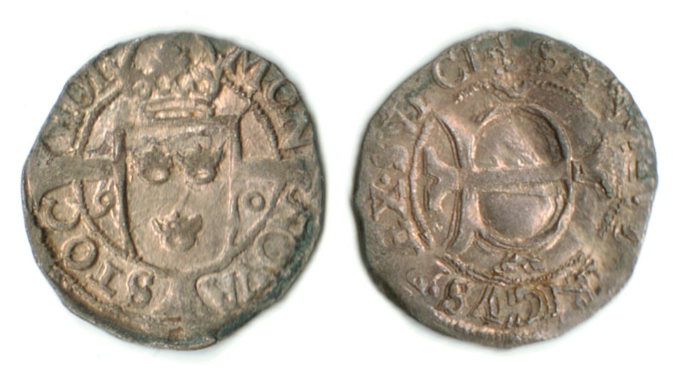 Johan III:s örtug från 1590.